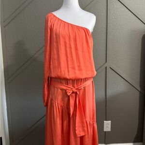 Elegant One-Shoulder Coral Dress